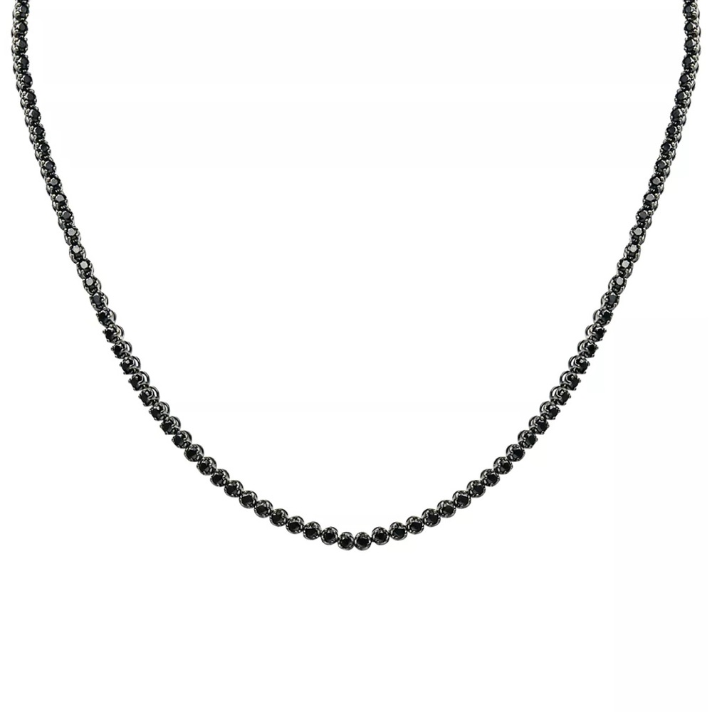 10CTW, Black Diamond unisex tennis necklace